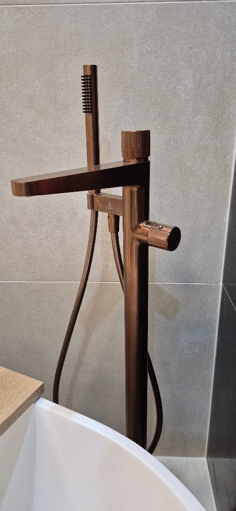 Vrijstaand bad mat wit 155cm Arcqua Cusco, Ophalen, Koper, Bad