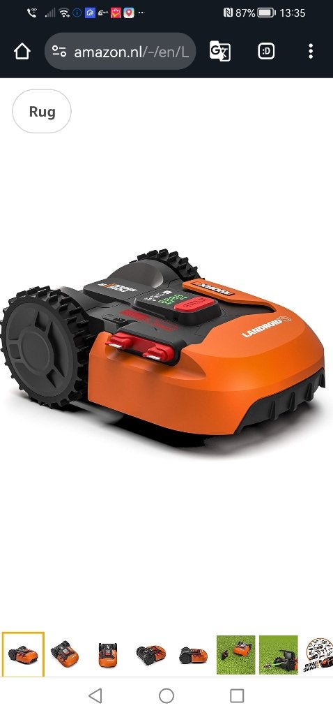 WORX WR130E grasmaaierrobot + garage, Ophalen, 20 m² of meer, Zo goed als nieuw, Gras