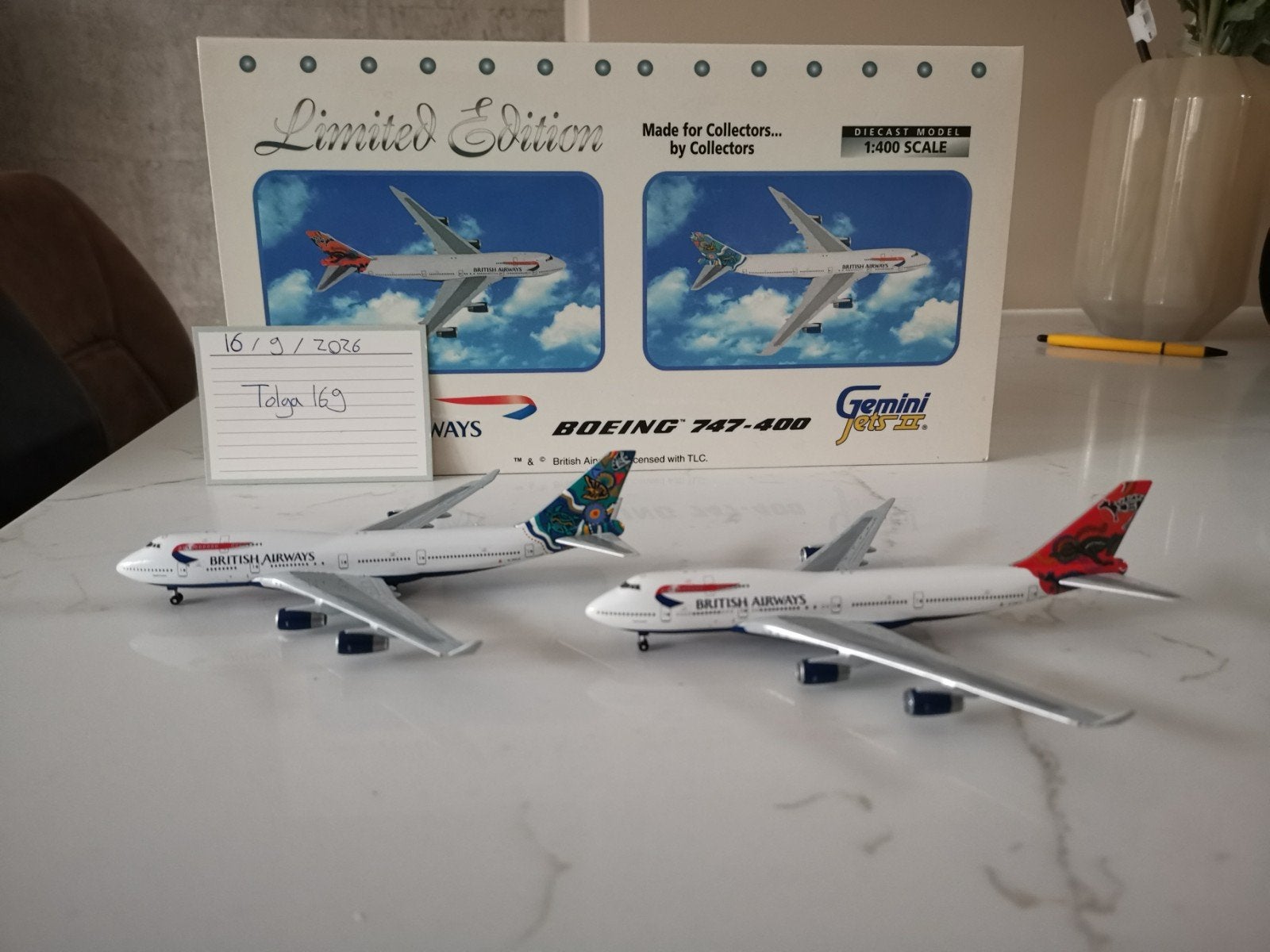 British Airways B747-400 Gemini Jets 1:400 GJBAWSET2, Overige merken, 1:200 of kleiner, Ophalen of Verzenden, Zo goed als nieuw