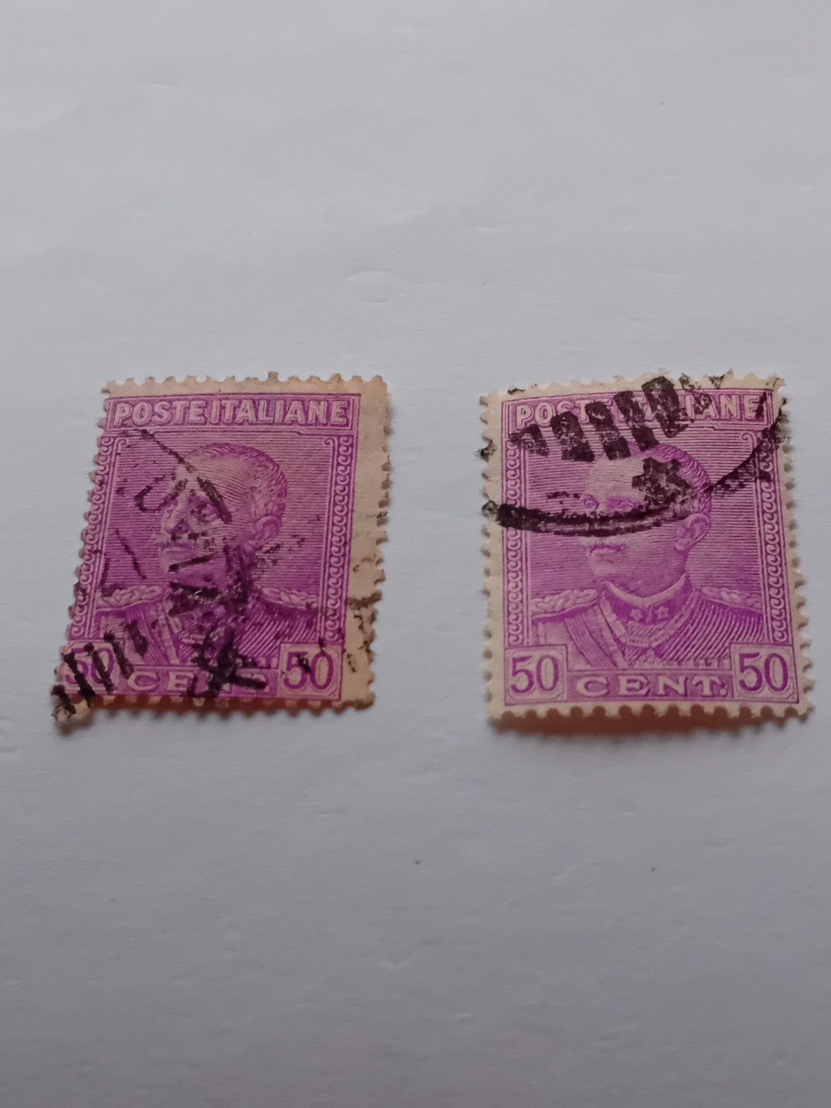 2 Gestempelde Italiaanse postzegels 50 Cent, Postzegels en Munten, Postzegels | Europa | Italië, Ophalen of Verzenden, Gestempeld