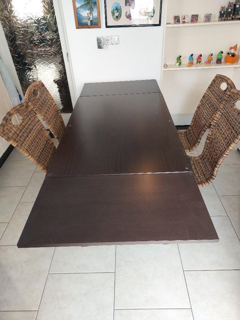 Uitschuifbare keukentafel, Ophalen, Gebruikt, 150 tot 200 cm, Rechthoekig