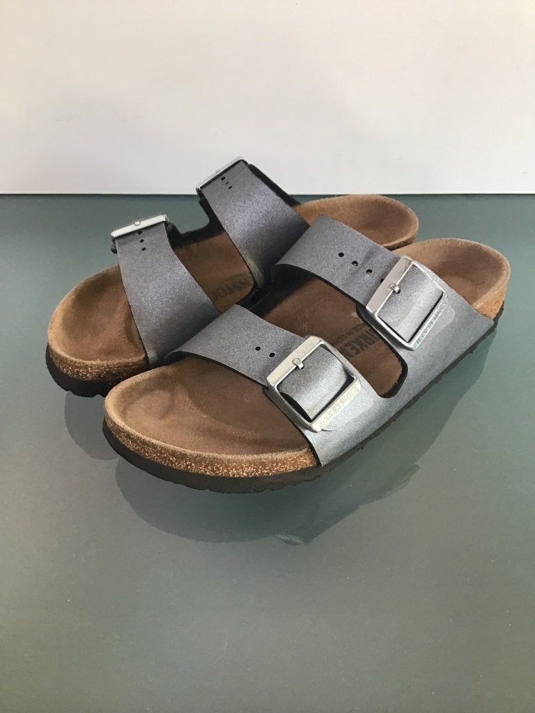 Birkenstock Arizona 38 | zilver grijs | Gratis verzenden, Slippers, Verzenden, Zo goed als nieuw, Grijs