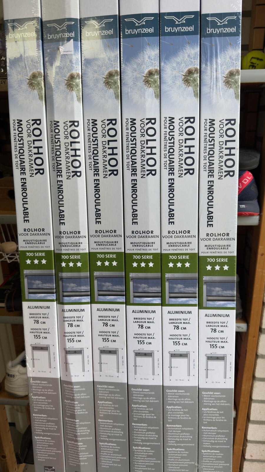 6 Bruynzeel Rolhorren voor dakramen - Nieuw in doos, Ophalen, Minder dan 80 cm, 215 cm of meer, Hordeur