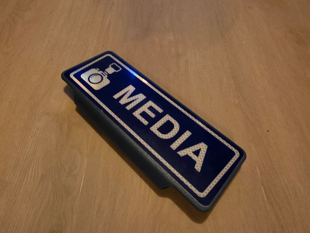Autobordje zonneklep media pers fotograaf, Auto diversen, Ophalen of Verzenden, Zo goed als nieuw