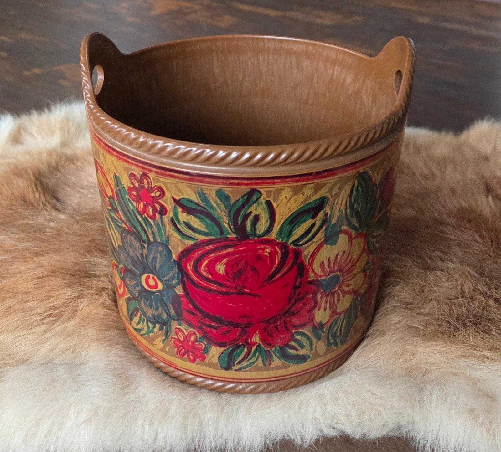Vintage W. Germany kunststof bloempot / overtop – Jaren 70, Ophalen of Verzenden, Huis en Inrichting