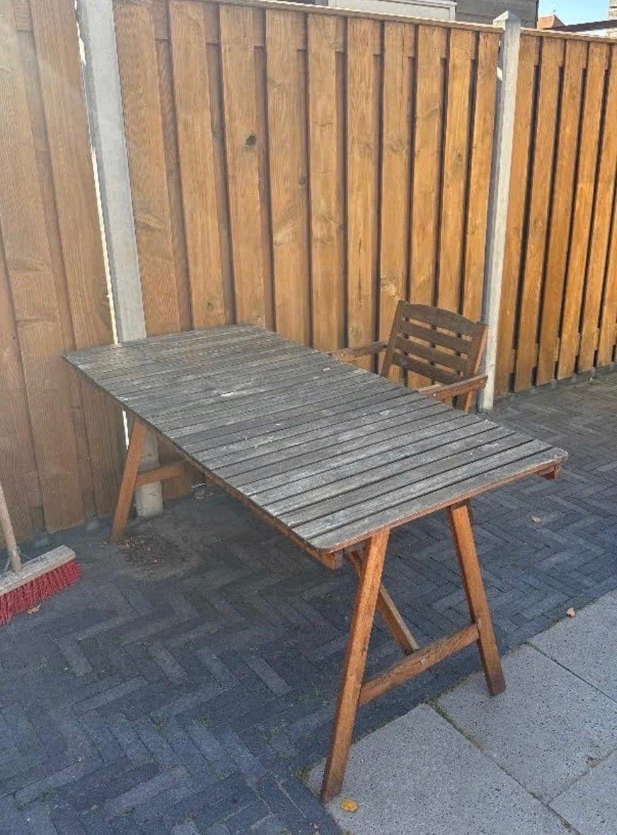 IKEA Askholmen tuinset - tafel en 4 stoelen met kussens, Ophalen, 4 zitplaatsen, Gebruikt, Eettafel