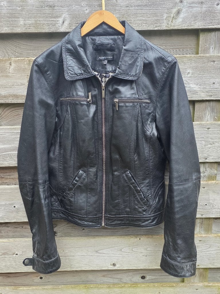 Leren jas, Kleding | Dames, Maat 38/40 (M), Zwart, Saenkanter, Ophalen of Verzenden