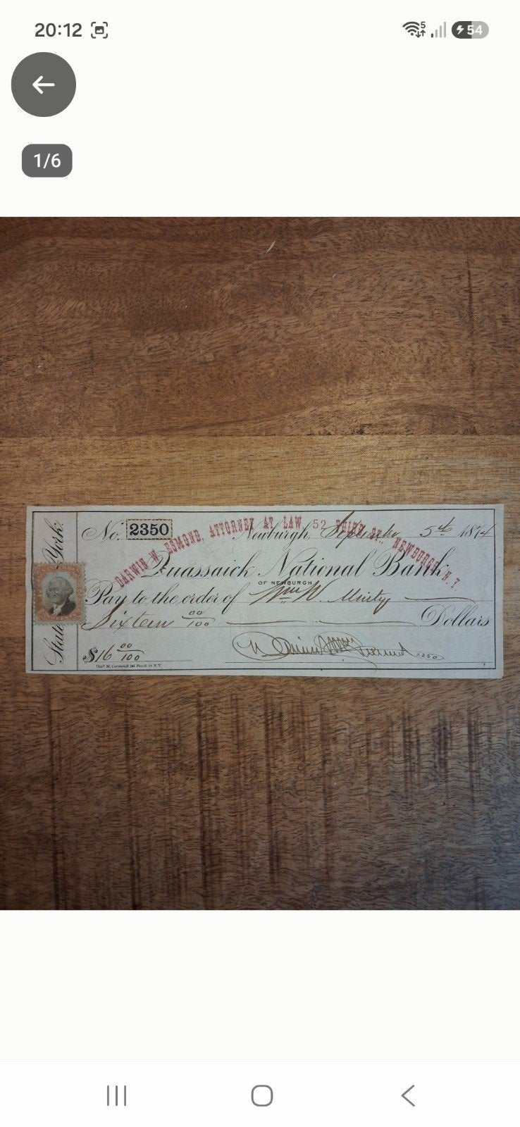 Oude Amerikaanse bankcheque, Ophalen