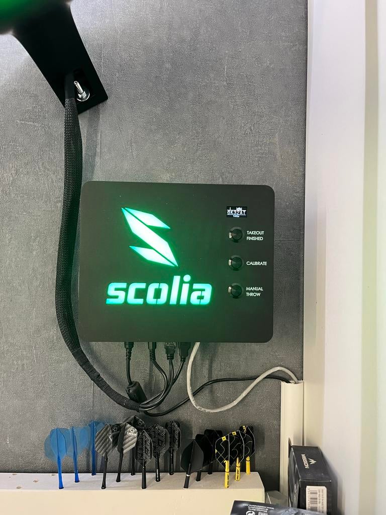 Scolia Pro Darts Systeem met Winmau Blade 6 Dartbord, Ophalen, Zo goed als nieuw, Dartbord met pijlen, Elektronisch