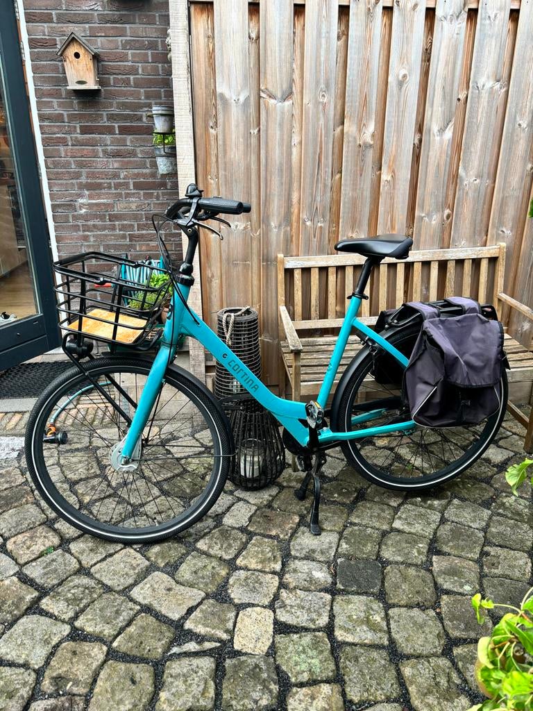Cortina Common Frame 57 Turquoise Inclusief Mandje S7, Gebruikt, Versnellingen, 56 cm of meer, Ophalen