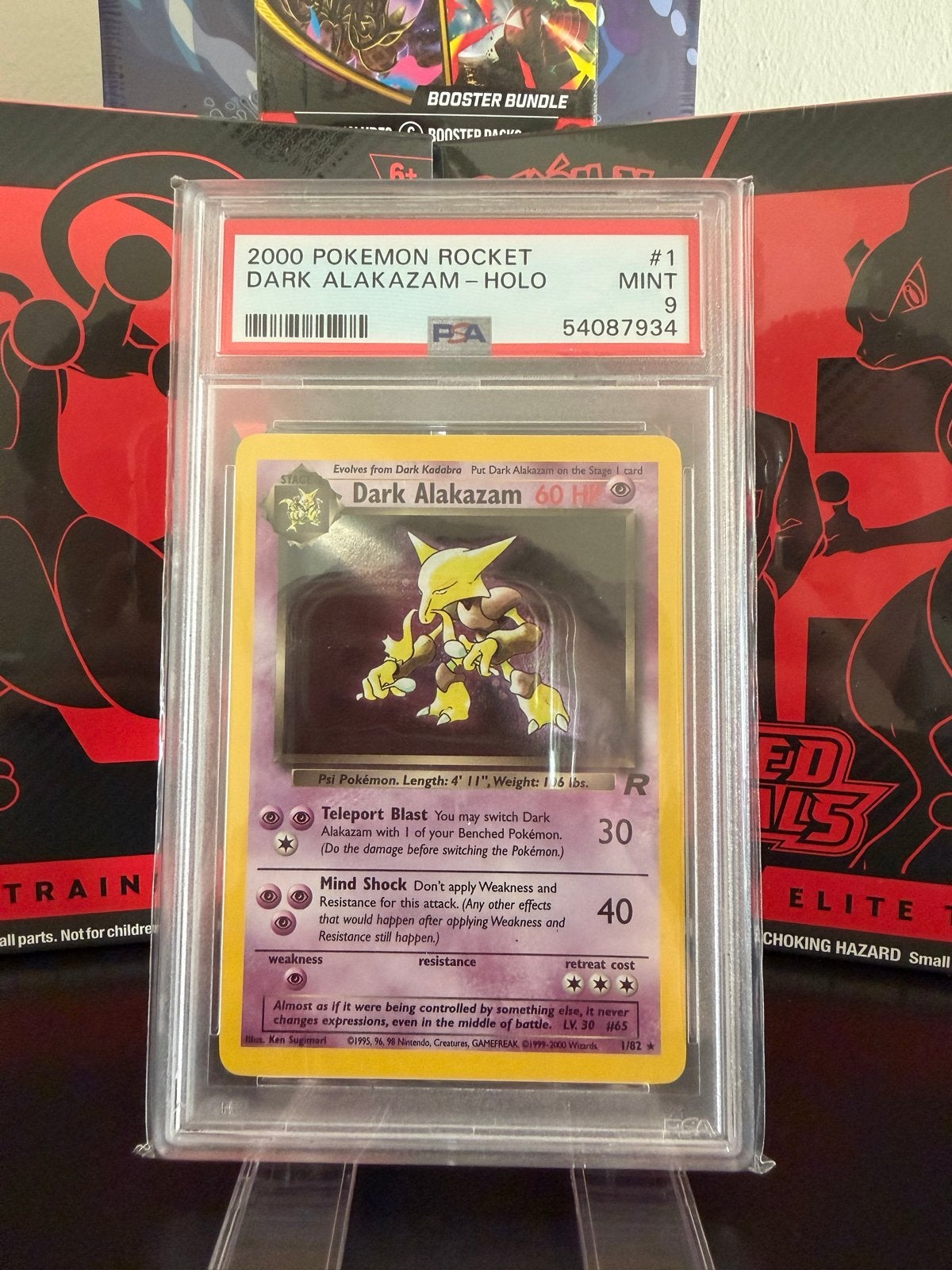 PSA 9 Dark Alakazam Holo 2000 Pokemon Rocket, Ophalen of Verzenden, Zo goed als nieuw, Losse kaart