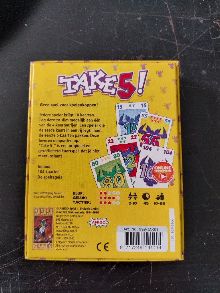 Take 5, Drie of vier spelers, Ophalen of Verzenden, Nieuw, 999 Games