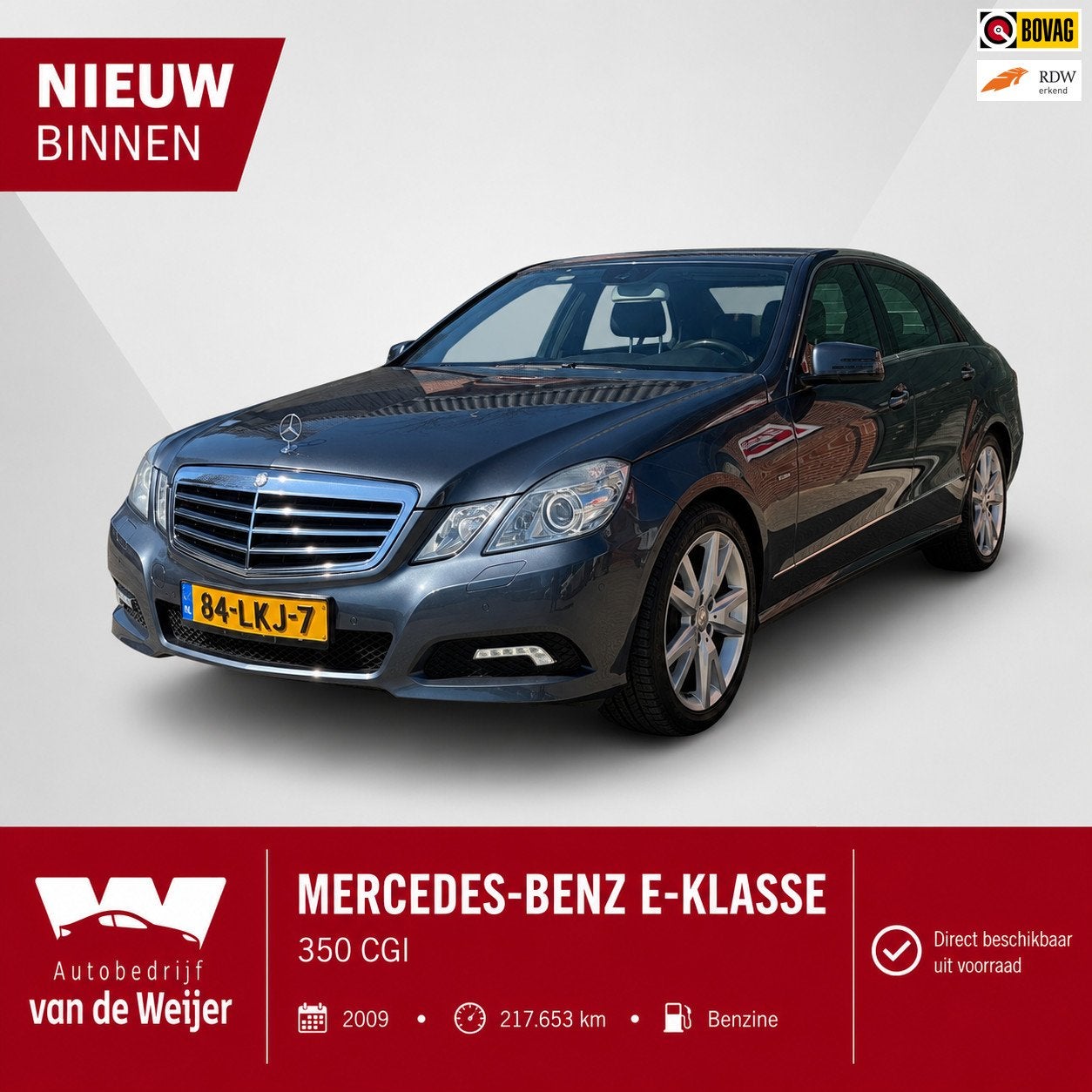 Mercedes-Benz E-klasse 350 CGI 292PK TOPWAGEN! VOL OPTIES!, Automaat, Euro 5, Achterwielaandrijving, Gebruikt