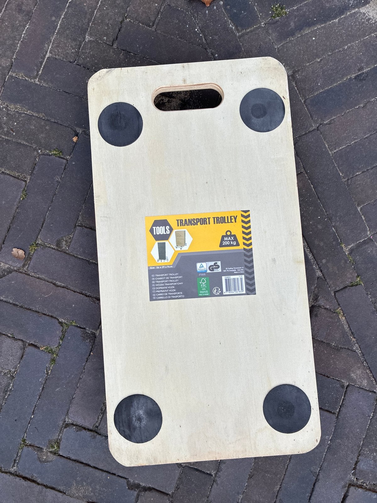 Houten transportroller - 200 kg draagvermogen, Doe-het-zelf en Verbouw, Transportwagens, 100 liter of meer, Ophalen, Zo goed als nieuw