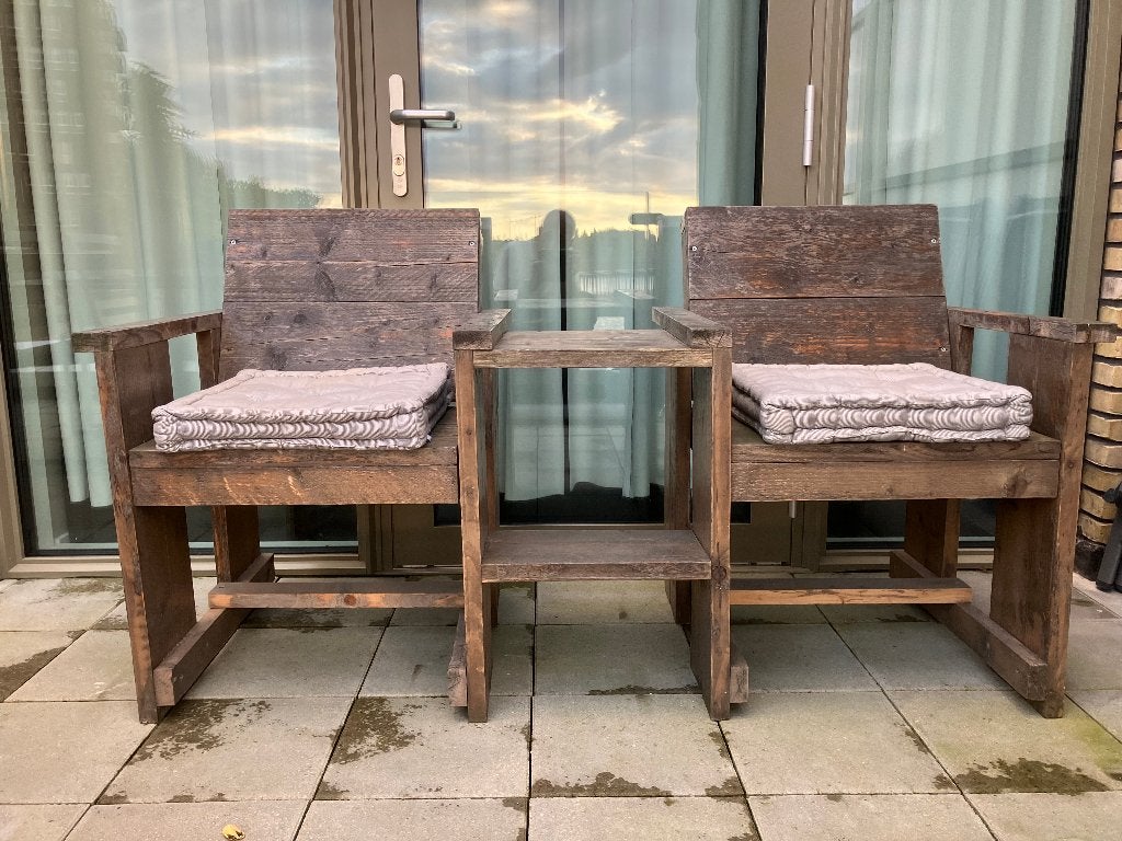Love-seat van steigerhout, Ophalen, Gebruikt, Hout