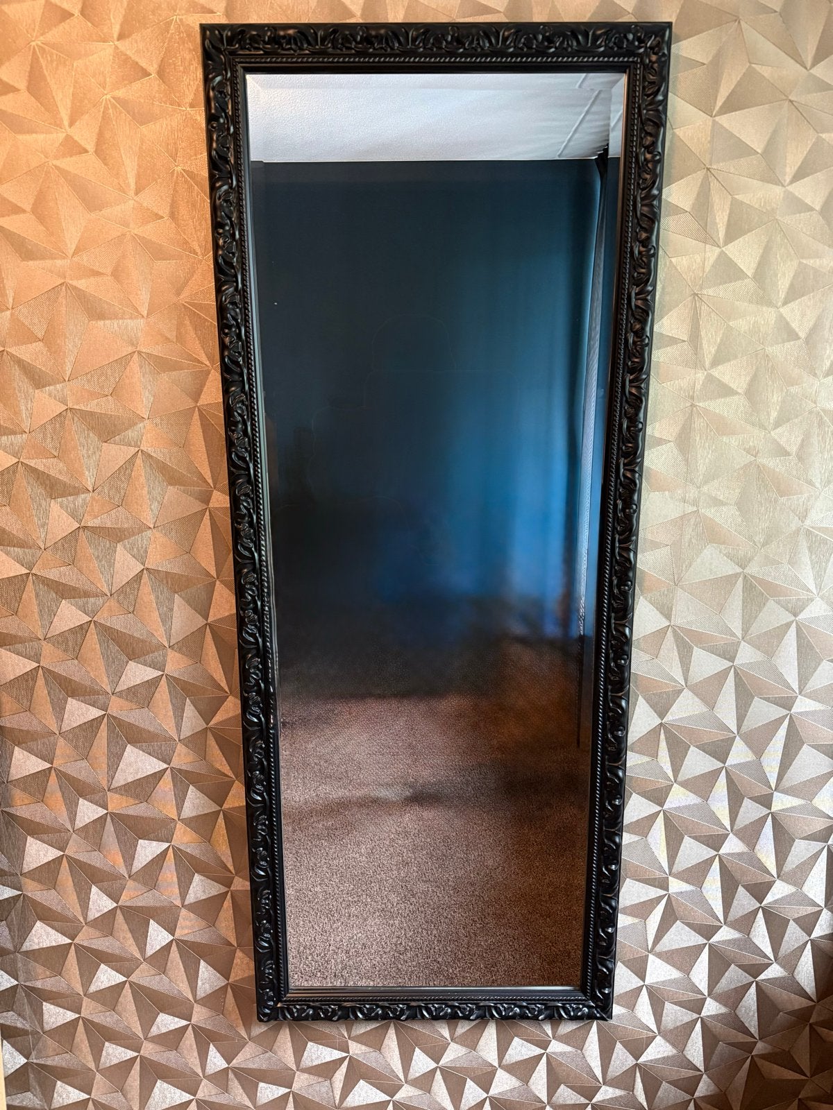 Grote spiegel met sierlijke lijst - 60x150 cm, Huis en Inrichting, Ophalen, 100 tot 150 cm, Zo goed als nieuw, Rechthoekig