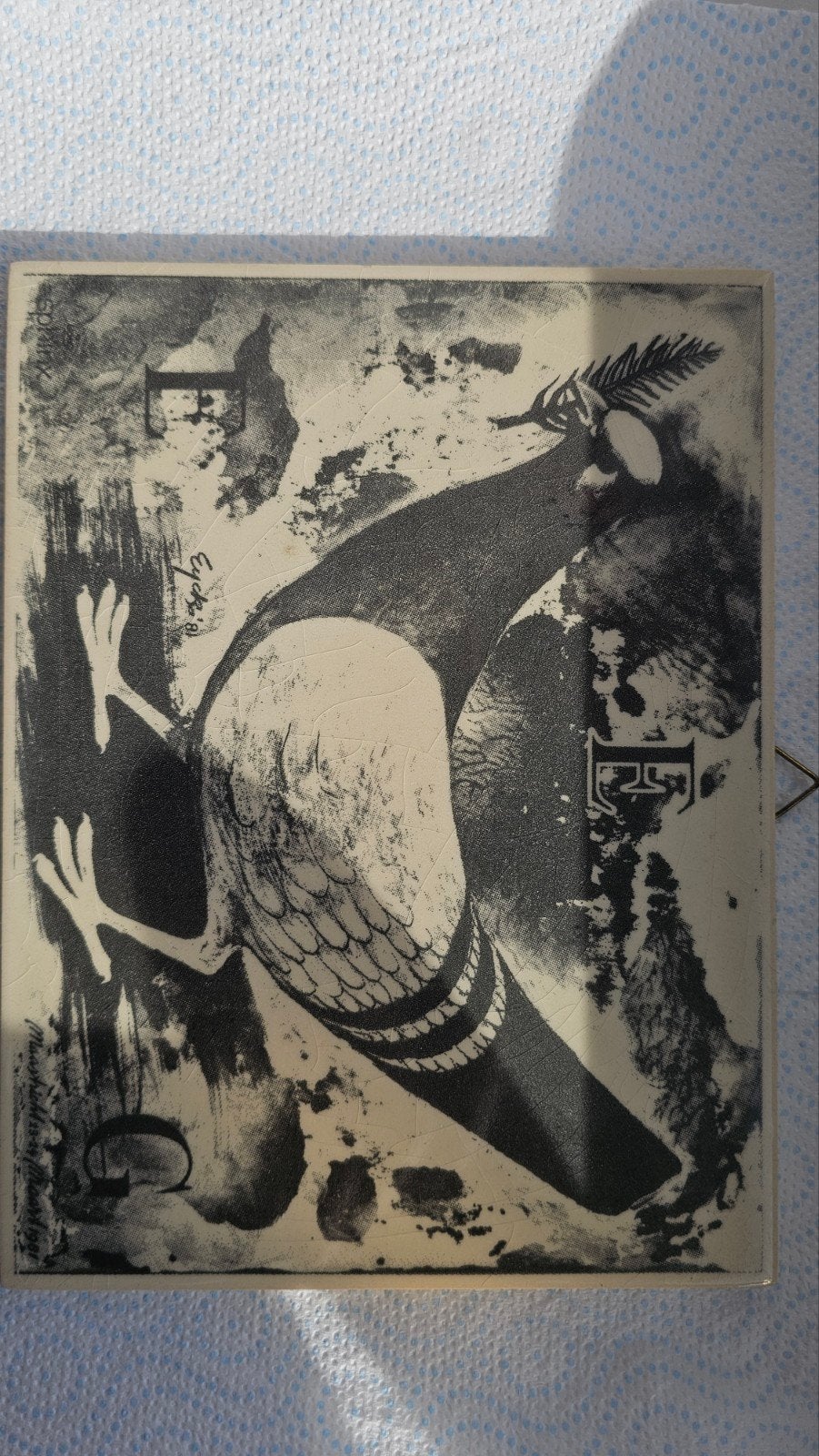 Vintage Herdenkingstegel Charles van Eijck - Duif, Ophalen of Verzenden