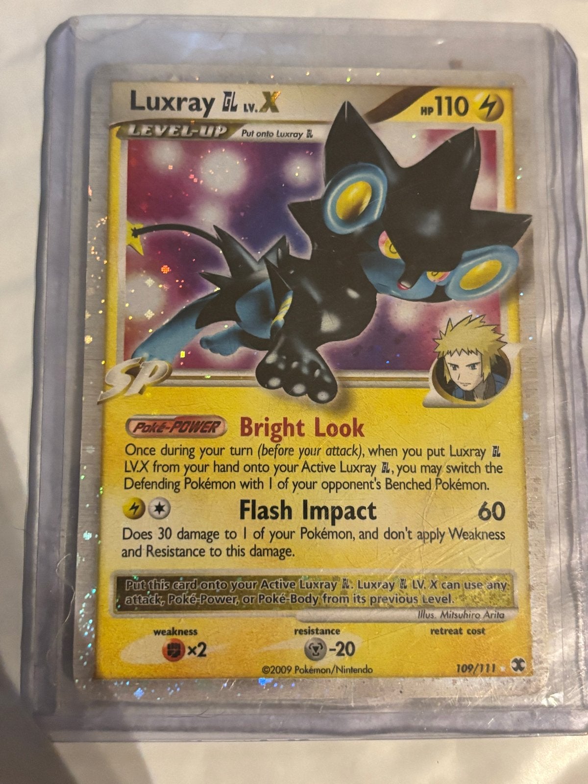 Luxray GL LV.X Pokémon kaart - Beschadigd, Ophalen of Verzenden, Gebruikt, Losse kaart