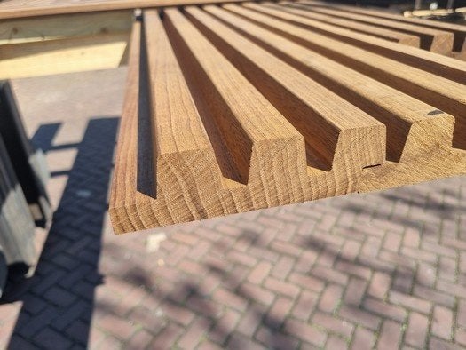 2.22 m2 triple rhombus profiel 37 mm dik - nr: HP95, Ophalen, Planken, Nieuw, Hardhout