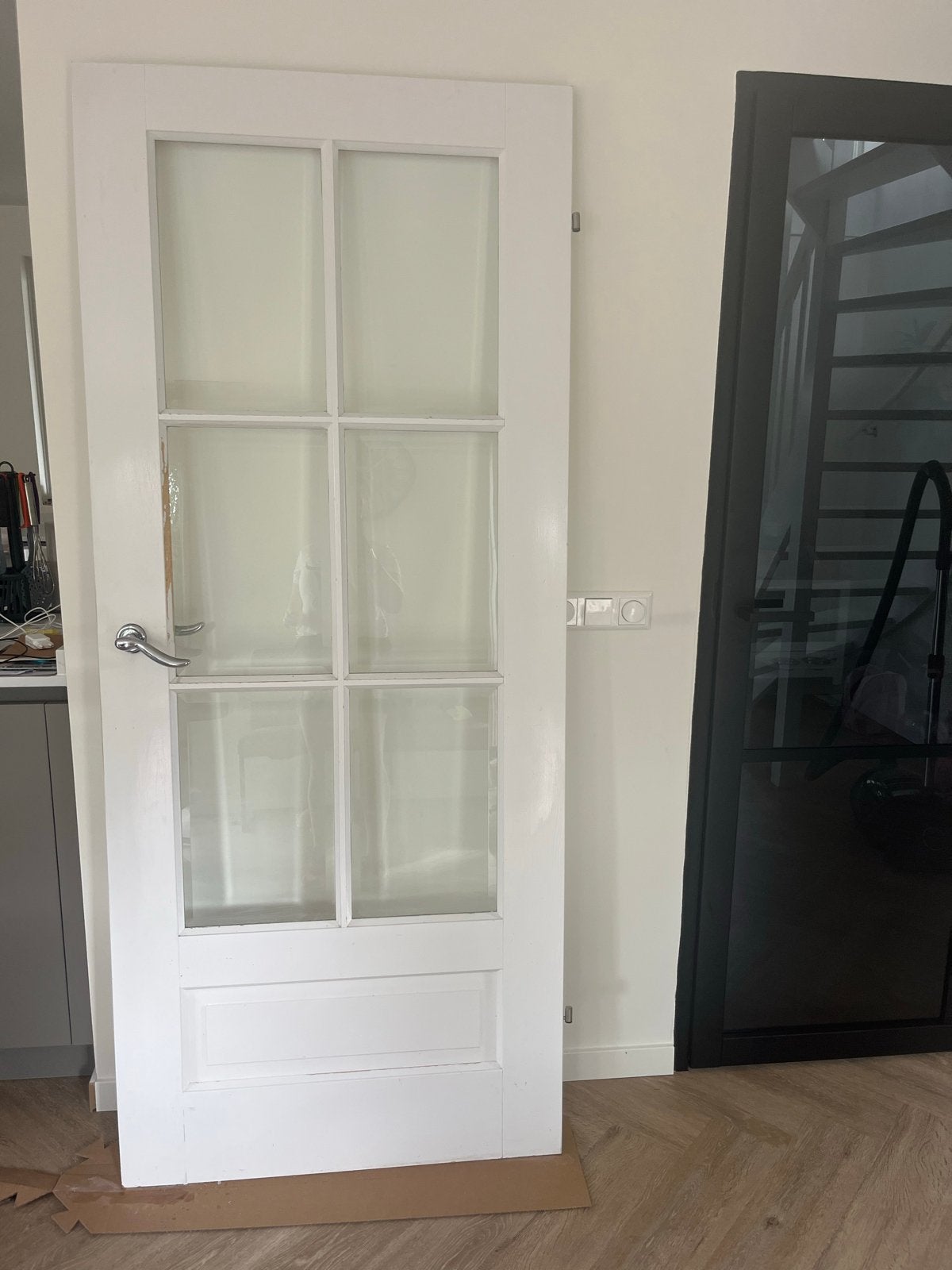 Binnendeur met glas 83 x 201,5 cm opdek, Doe-het-zelf en Verbouw, Deuren en Horren, Ophalen, Gebruikt, 80 tot 100 cm, Binnendeur