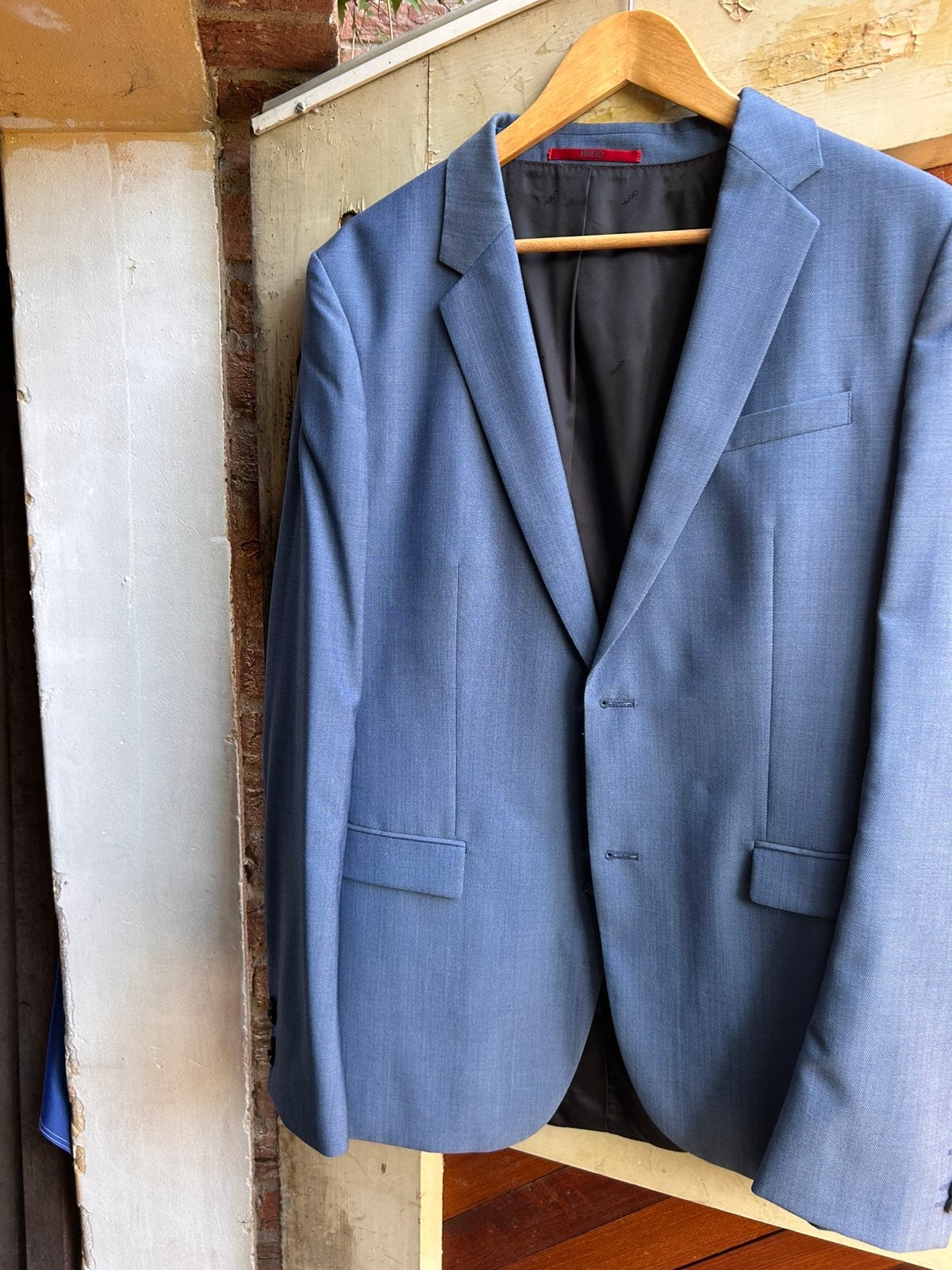 HUGO BOSS PAK nieuwstaat mt 52. / 102 XL BLAUW, Verzenden, Zo goed als nieuw, Maat 52/54 (L), Blauw