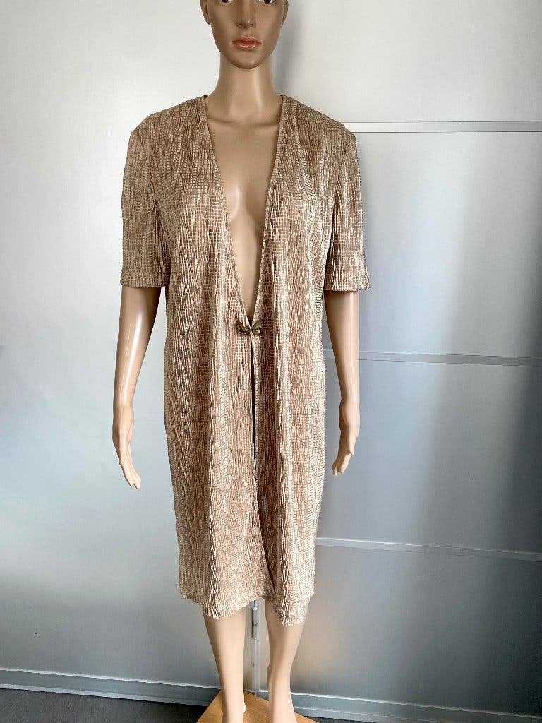 J106 Joseph Ribkoff: maat 40/42=M lang vest feest beige/goud, Kleding | Dames, Maat 38/40 (M), Beige, Joseph Ribkoff, Ophalen of Verzenden