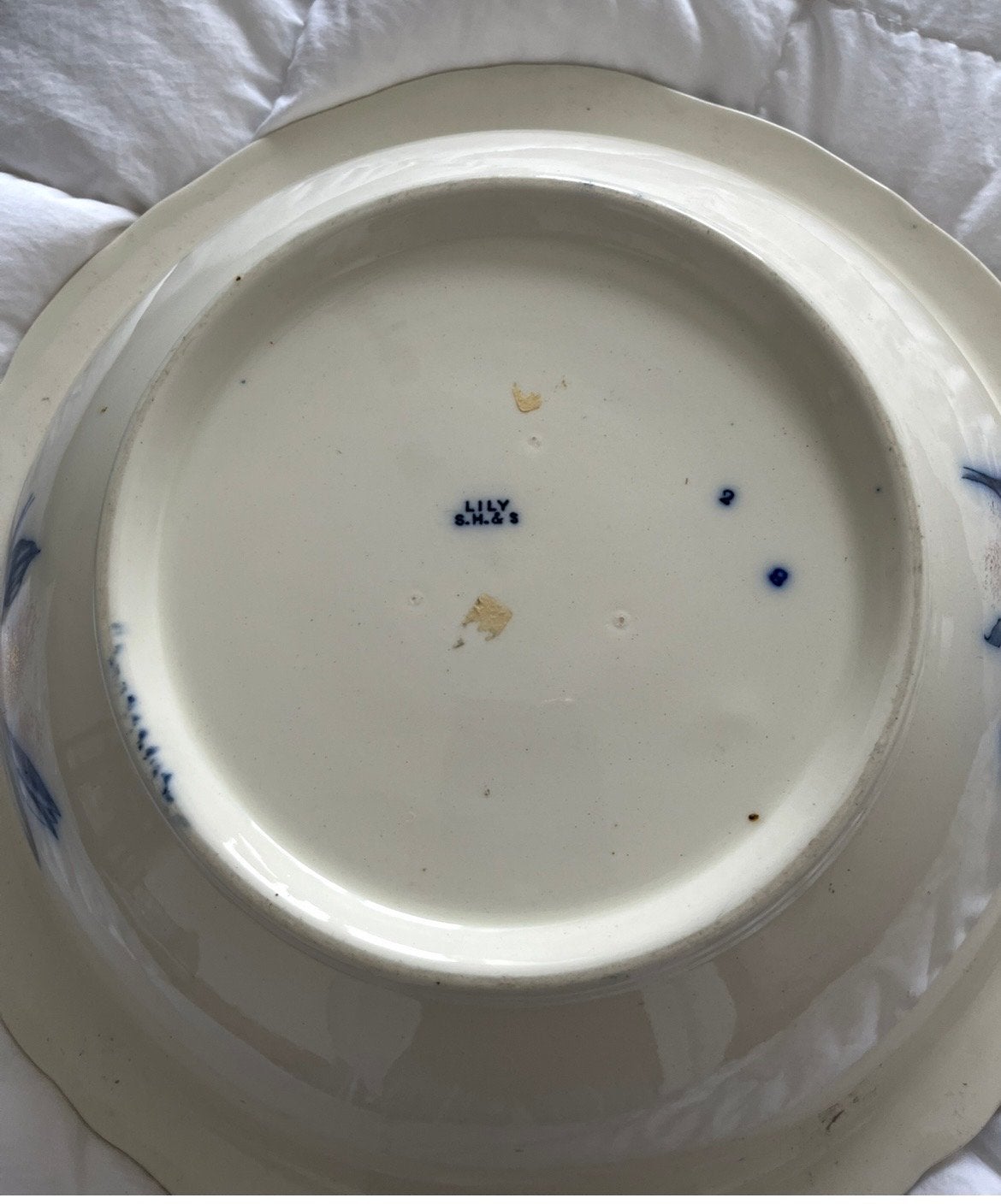Antieke BHS 'Lily' Blauw-Witte Transferware Kom, Ophalen