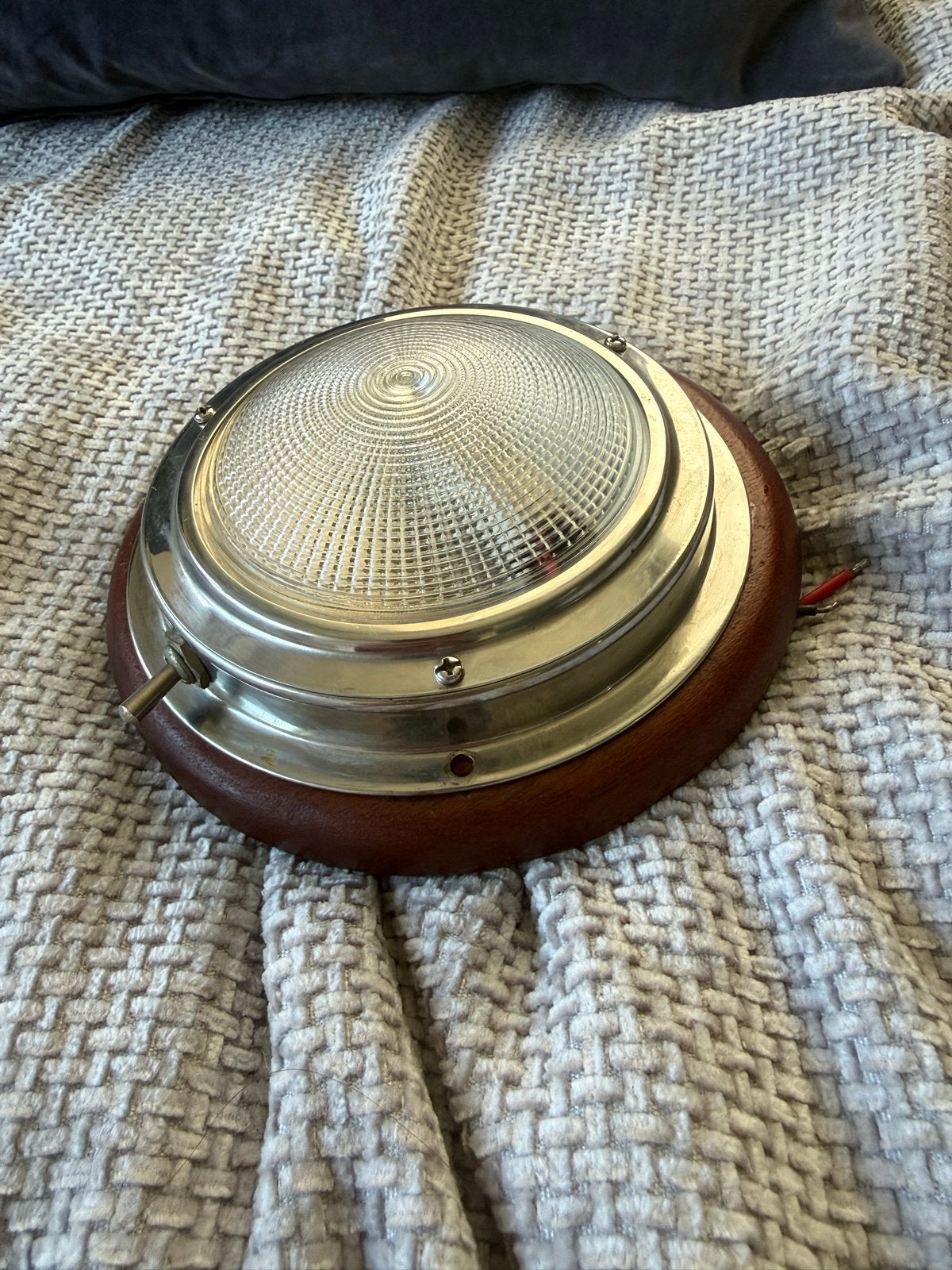Vintage scheepslamp / plafondlamp -chroom en hout, Ophalen of Verzenden, Gebruikt