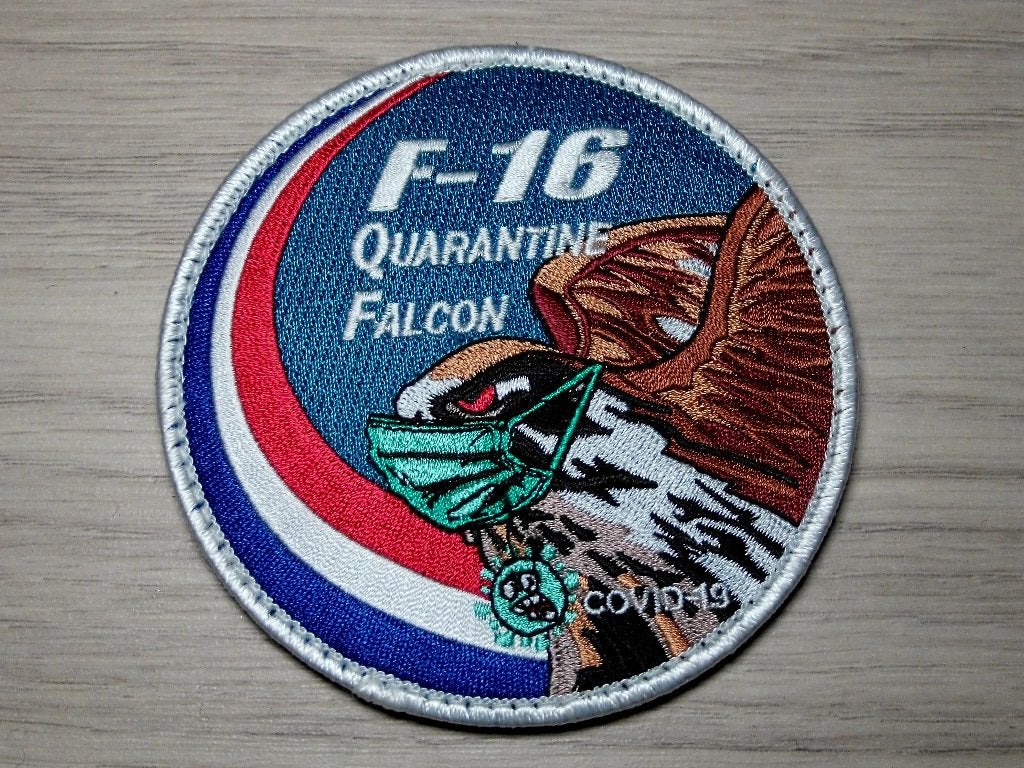 Patch RNLAF F16 Quarantaine Falcon Covid-19, Verzenden, Luchtmacht, Nederland, Embleem of Badge