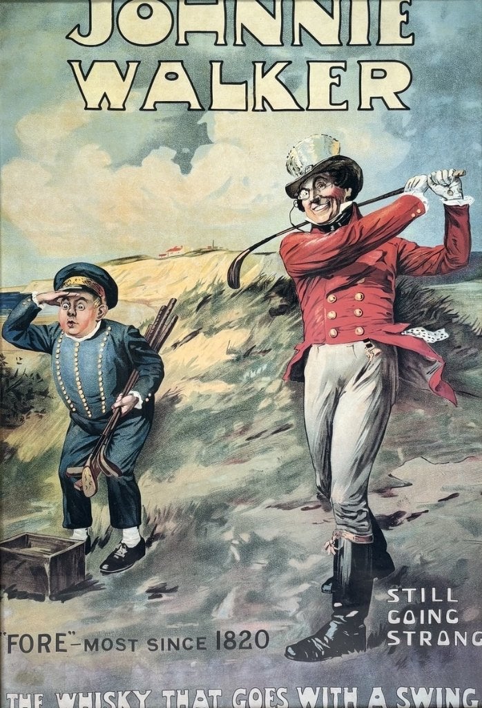 933. Poster Johnnie Walker–The Whisky that Goes with a Swing, Ophalen of Verzenden