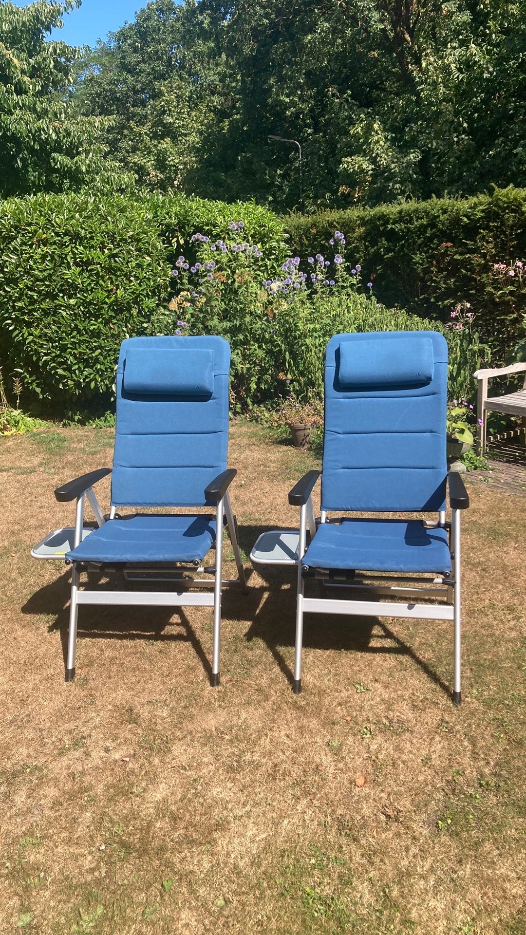 2 tuinstoelen en 2 draagbare tuinstoelen (ANWB Human Nature), Ophalen, Zo goed als nieuw, Campingstoel