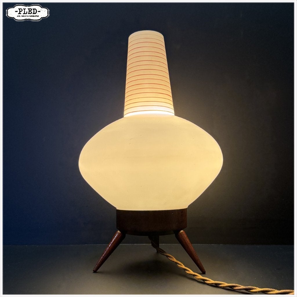 Vintage tafellamp met mat opaline glazen kap, 1960s, Overige merken, Gebruikt, Meerkleurig, E27 (groot)