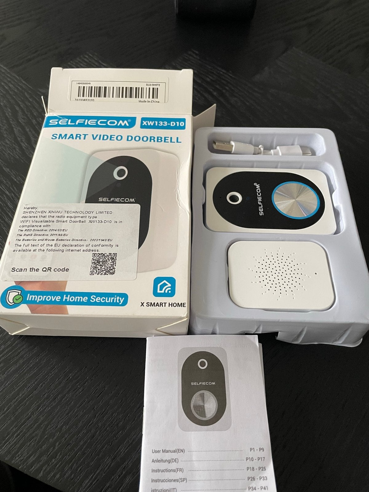 Selfiecom XW133-D10 Smart Video Deurbel, Ophalen of Verzenden, Bewegingsdetectiesensor, Nieuw, Draadloos