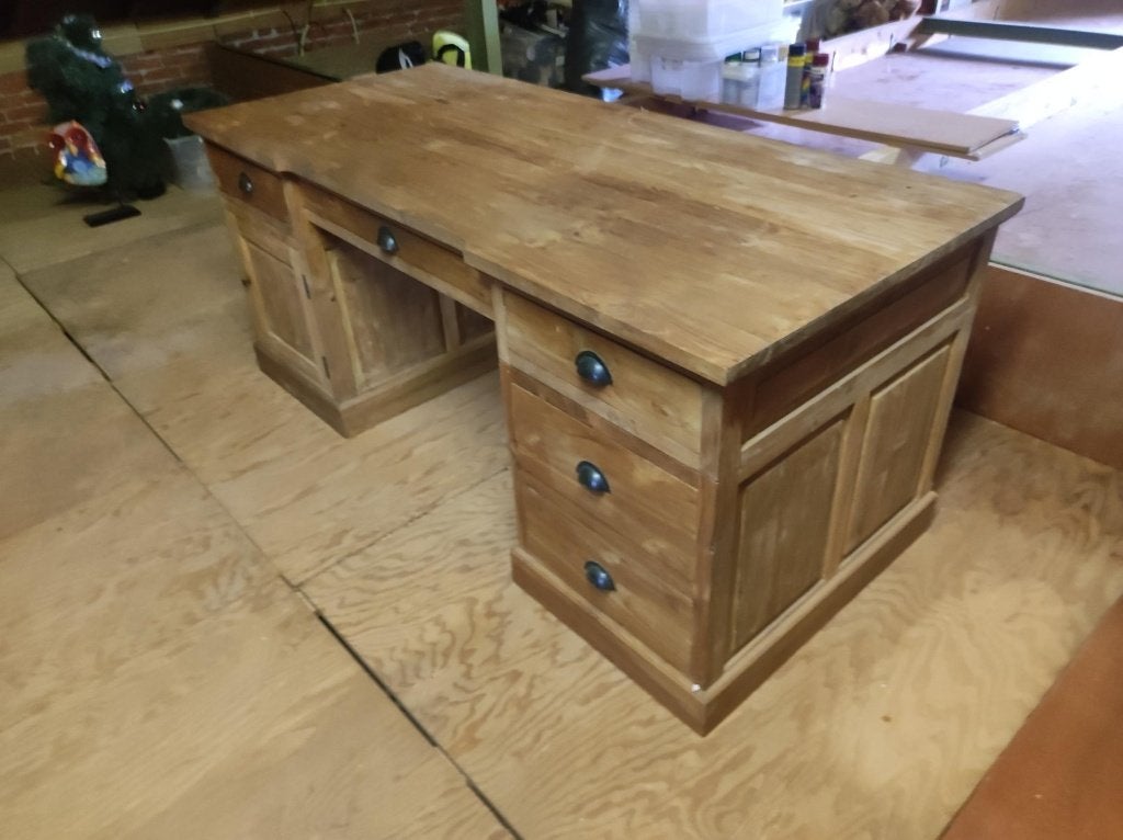 bureau teak, Huis en Inrichting, Bureaus, Ophalen, Gebruikt, Hout, 180 cm