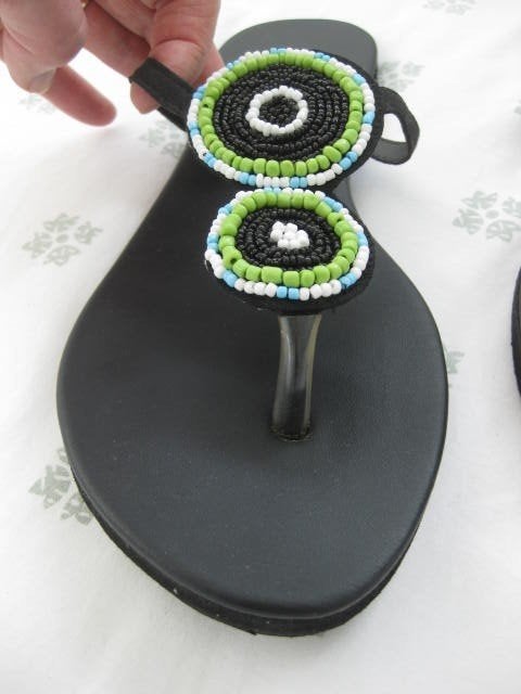 NIEUW Zwarte slippers, kraaltjes turquoise groen, 40 Ibiza, Kleding | Dames, Schoenen, Slippers, Nieuw, Ophalen of Verzenden, Groen