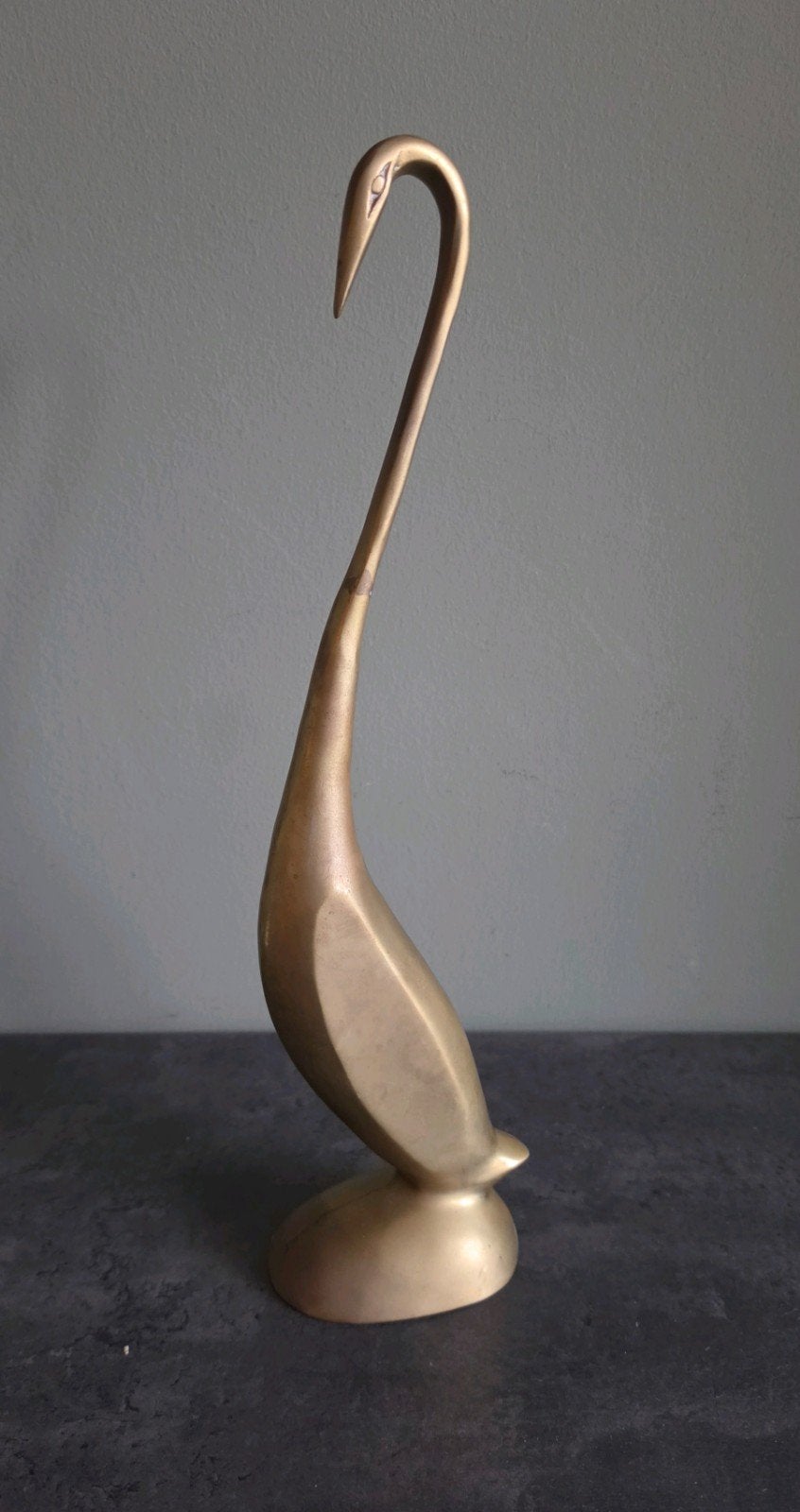 Prachtig messing Zwanen beeld, Vintage, Gebruikt, Ophalen of Verzenden, Goud