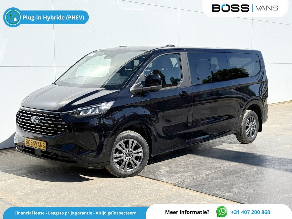 Ford Tourneo Custom 233PK PHEV In BPM/Ex BTW Titanium 9-Pers, Auto's, Bestelauto's, 232 pk, Gebruikt, Zwart, 4 cilinders
