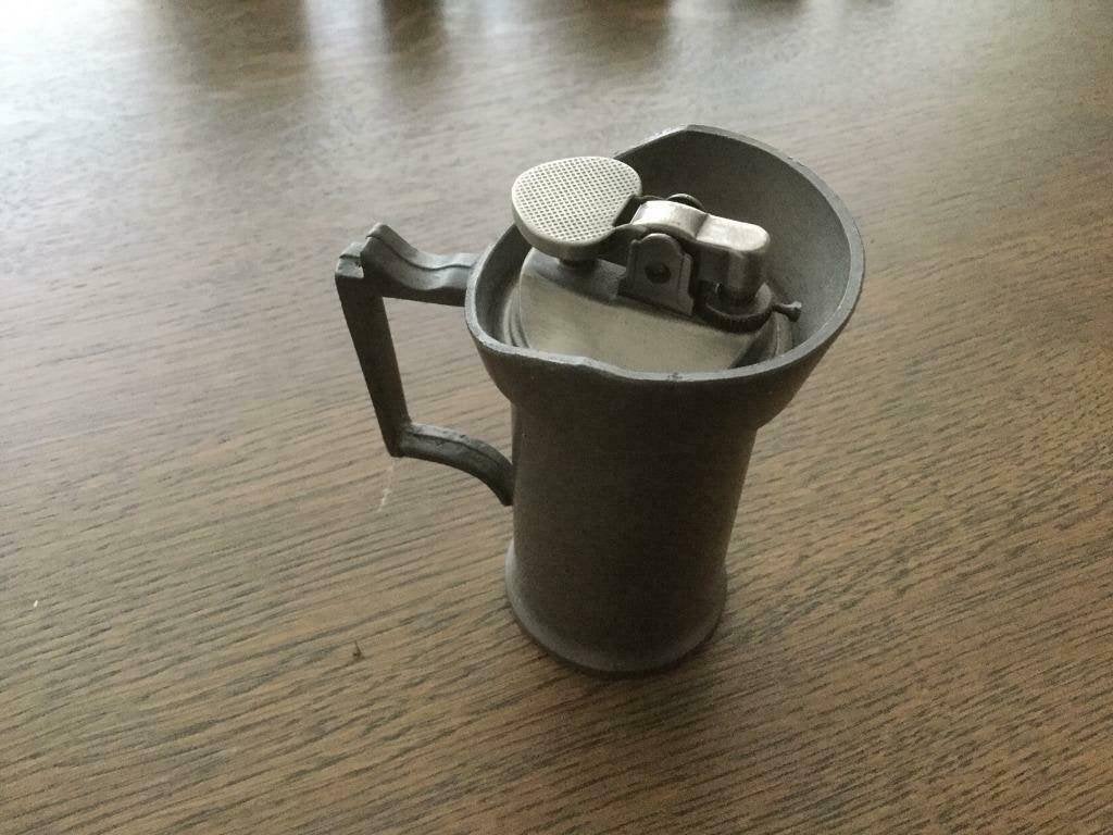 Tinnen aansteker en asbak, VINTAGE, Ophalen of Verzenden