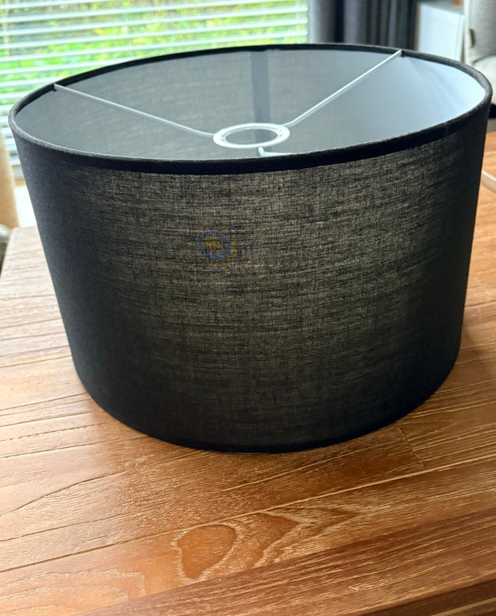 Zwarte lampenkap, Ophalen, 35 cm, Zwart, Rond