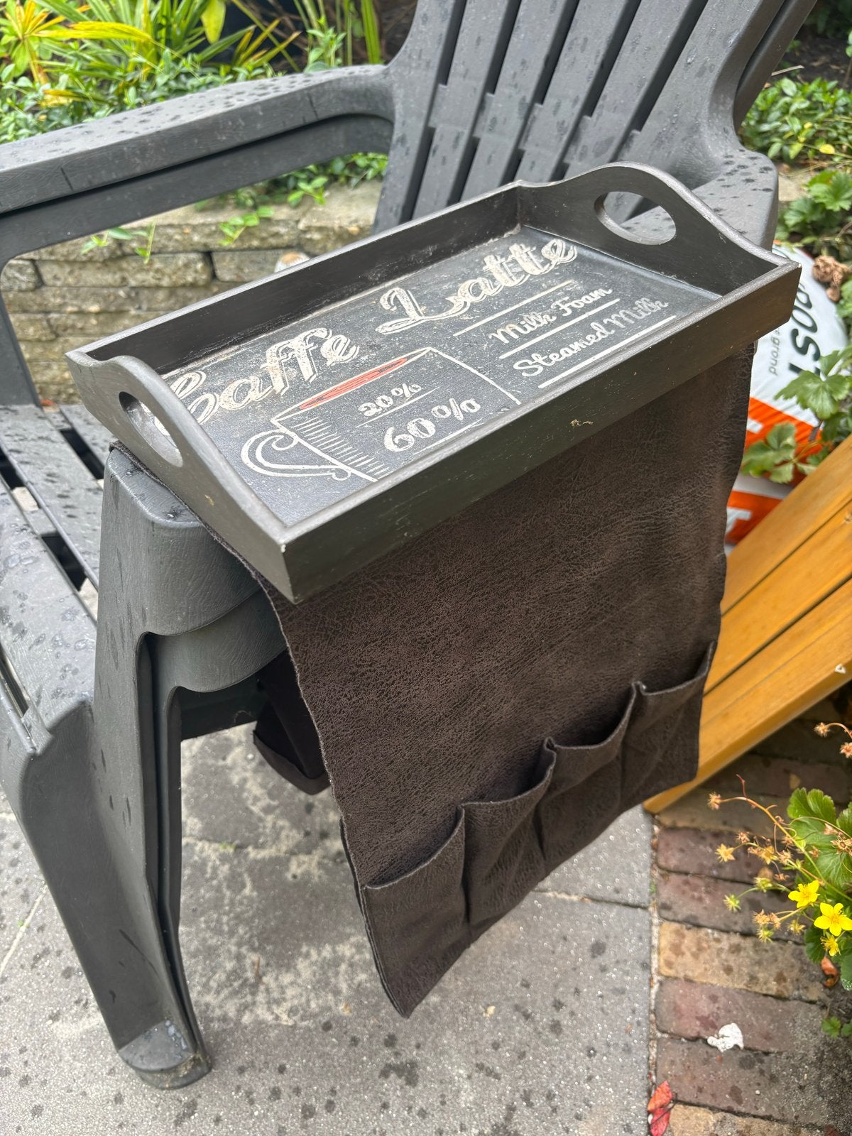 Armleuning dienblad met opbergmogelijkheden, Hout, Overige stijlen, Ophalen of Verzenden, Gebruikt