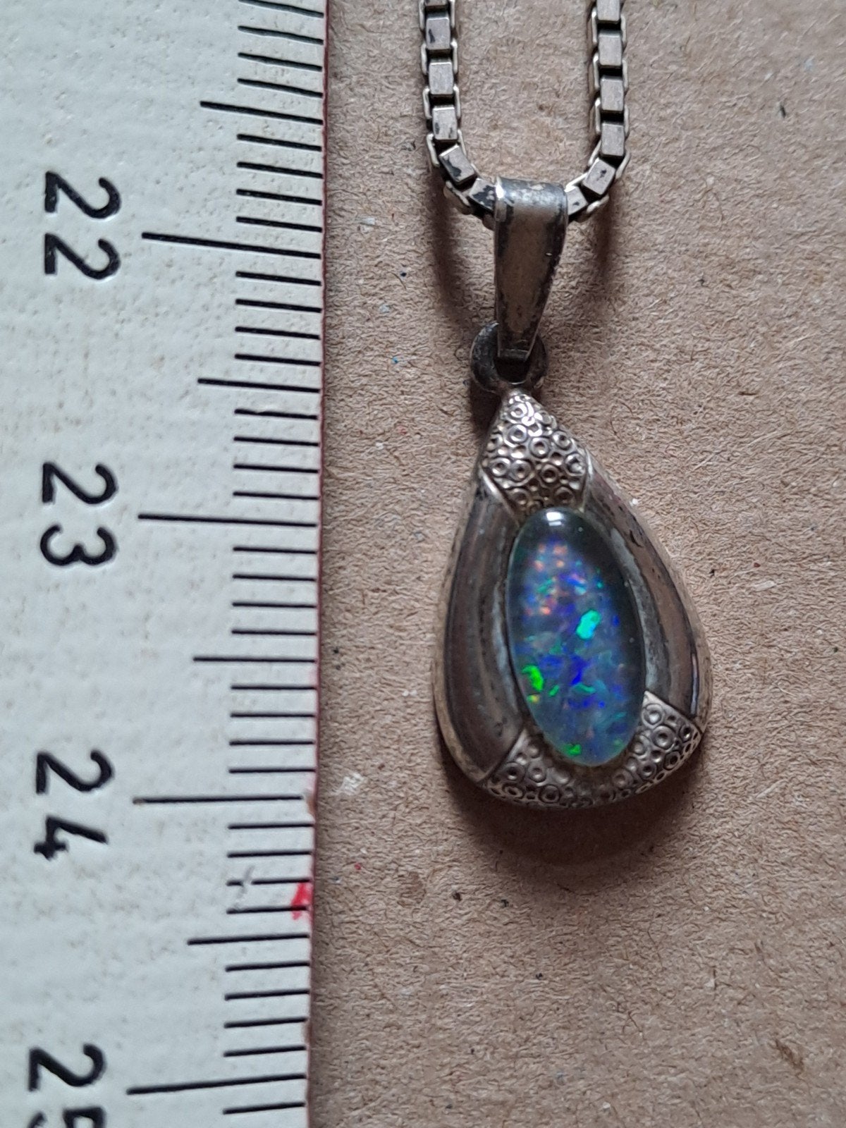 Zilveren ketting met opaal hanger (835), Gebruikt, Ophalen of Verzenden, Met edelsteen, Zilver