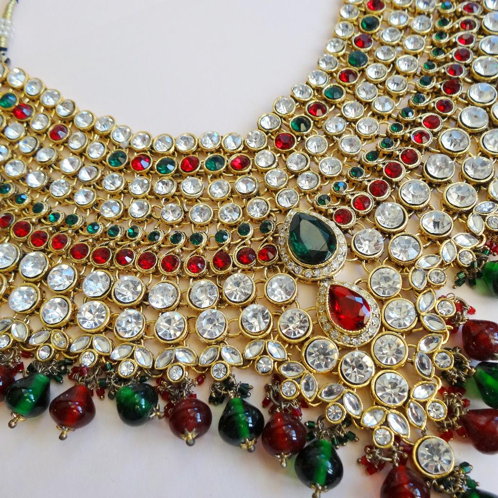 indiase trouw sieraden, grote indiase set, Overige materialen, Nieuw, Rood, Verstelbaar