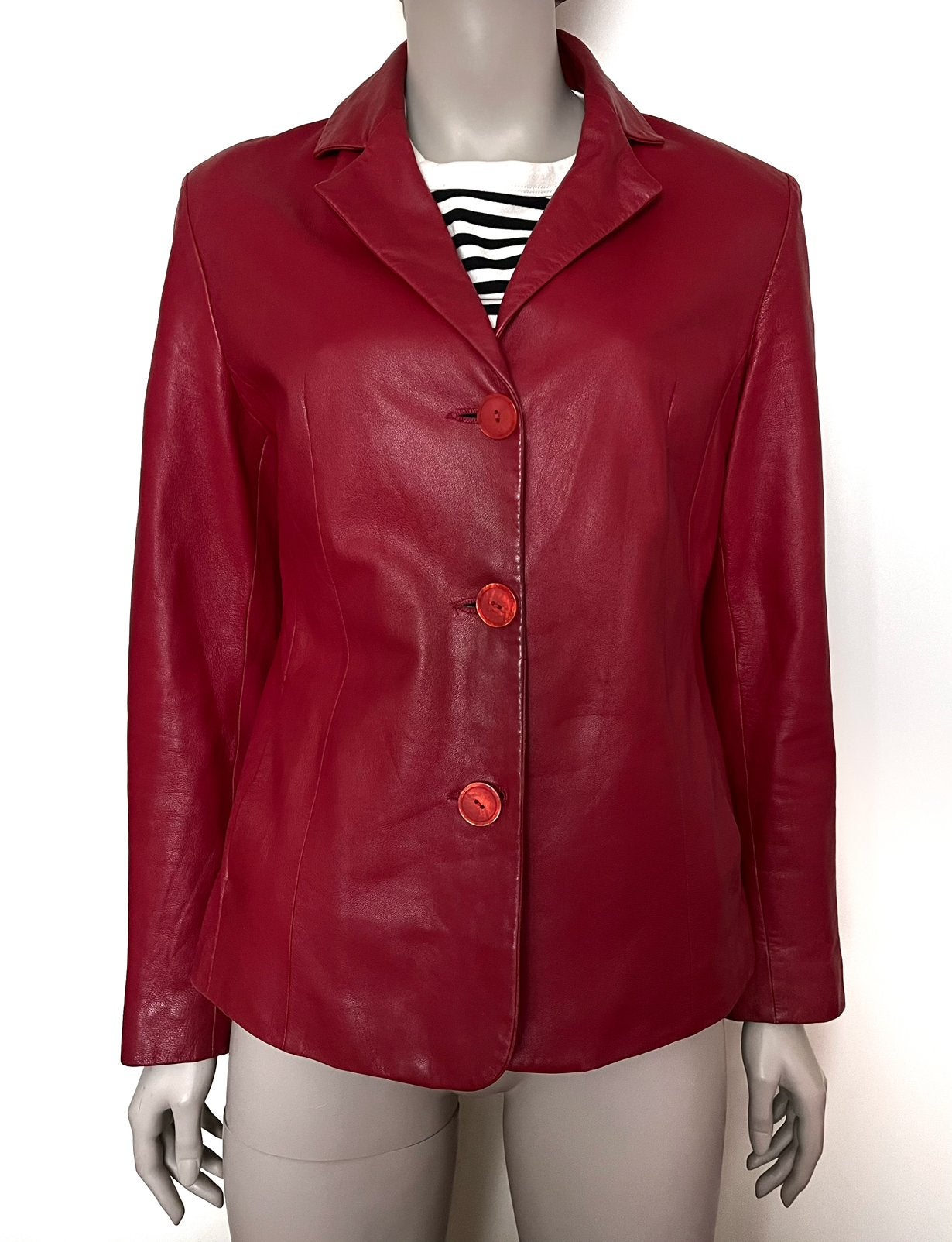 Vintage 80’s leren blazer / jasje rood maat M, Maat 38/40 (M), Verzenden, Jasje, Gedragen