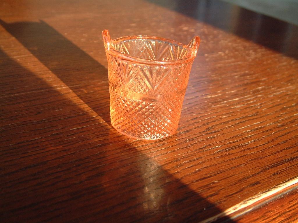 antiek roze glas ruit waaier wilhelmina diamantslijpsel pot, Antiek en Kunst, Ophalen of Verzenden
