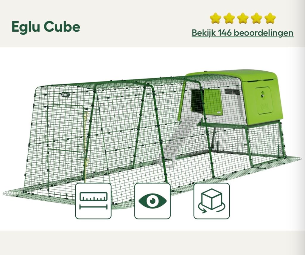 Omlet Eglu Cube uitloopren/ uitbreiding, Dieren en Toebehoren, Pluimvee | Toebehoren, Ophalen of Verzenden, Kippenhok of Kippenren
