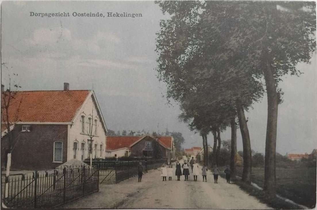 Dorpsgezicht Oosteinde Hekelingen (jaren '20), Ophalen of Verzenden, 1920 tot 1940, Gelopen, Zuid-Holland