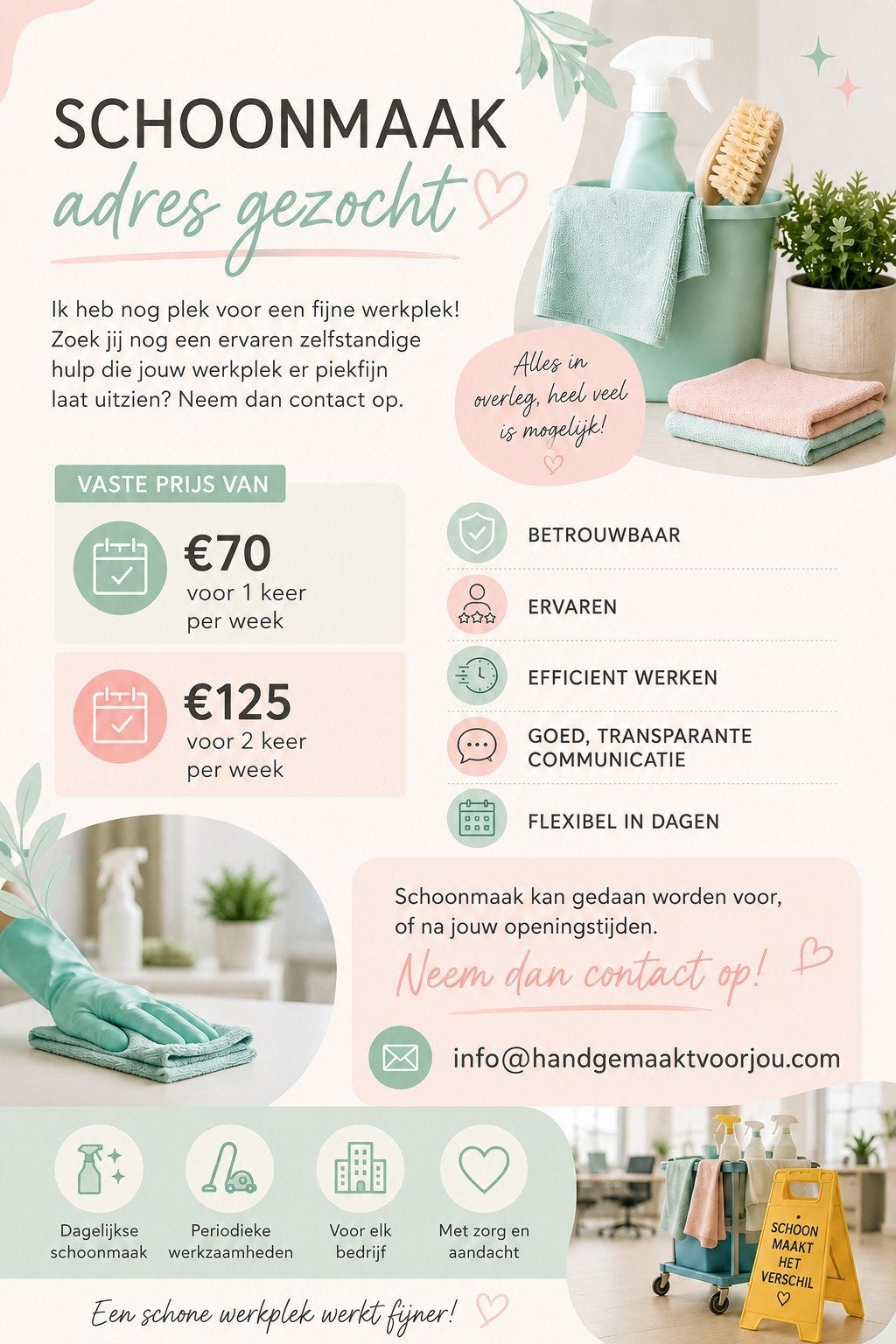 huishoudelijke hulp aangeboden, Vacatures, Vacatures | Schoonmaak en Facilitaire diensten, Vanaf 10 jaar, Overige vormen