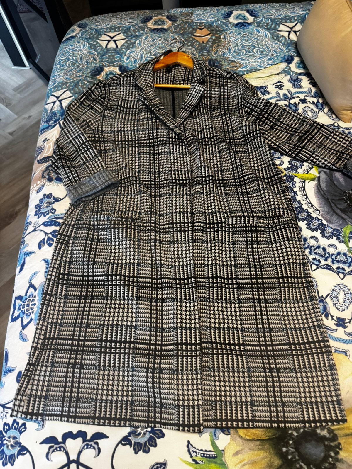 Lange blazer - ruit met groen/blauwe accenten - L/XL, Ophalen of Verzenden, Zo goed als nieuw, Maat 46/48 (XL) of groter, Groen