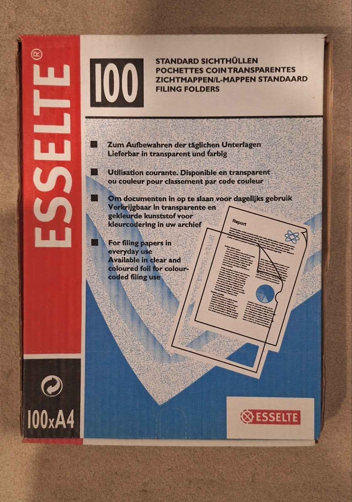 Esselte Zichtmappen/L-mappen Standaard 100 stuks A4, Ophalen of Verzenden