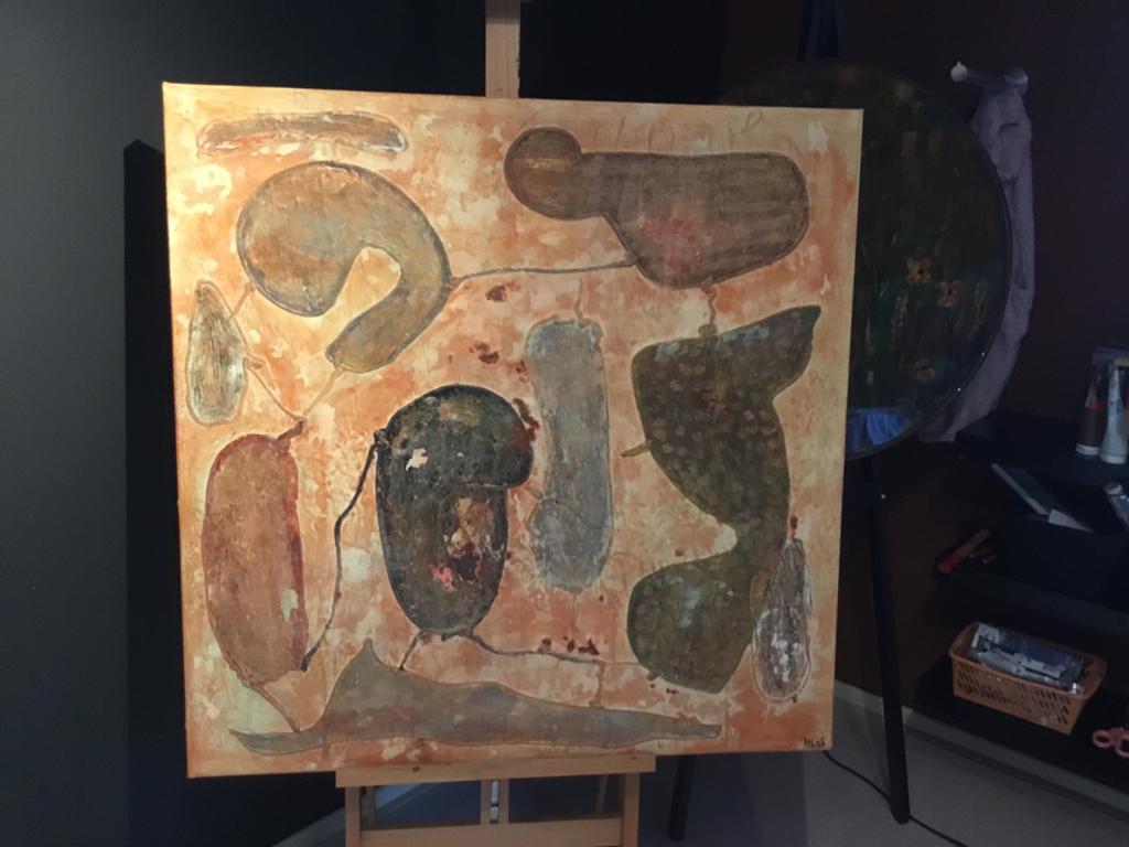 ORGANIC een bijzonder schilderij 100x100, Ophalen of Verzenden